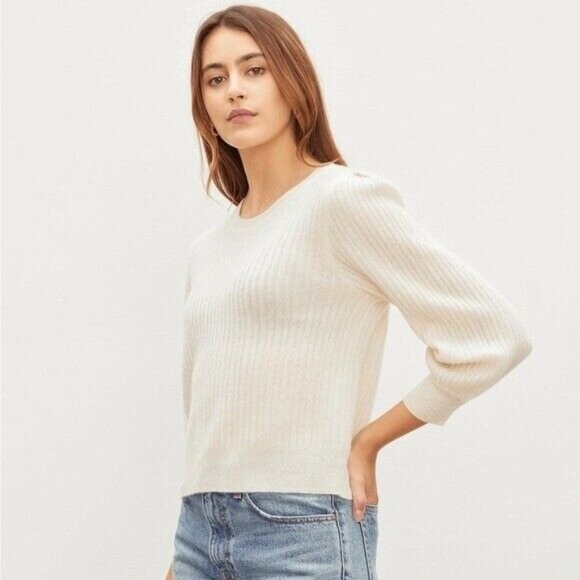 $278 NWT Cream Velvet by Graham & Spencer “Chloe” Cashmere Sweater Sz Small